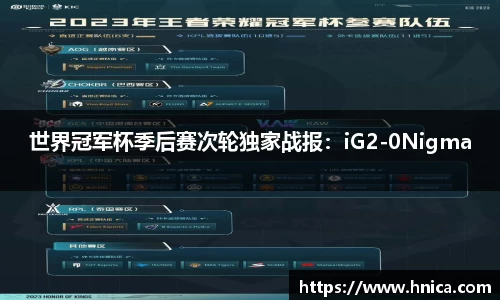 世界冠军杯季后赛次轮独家战报：iG2-0Nigma